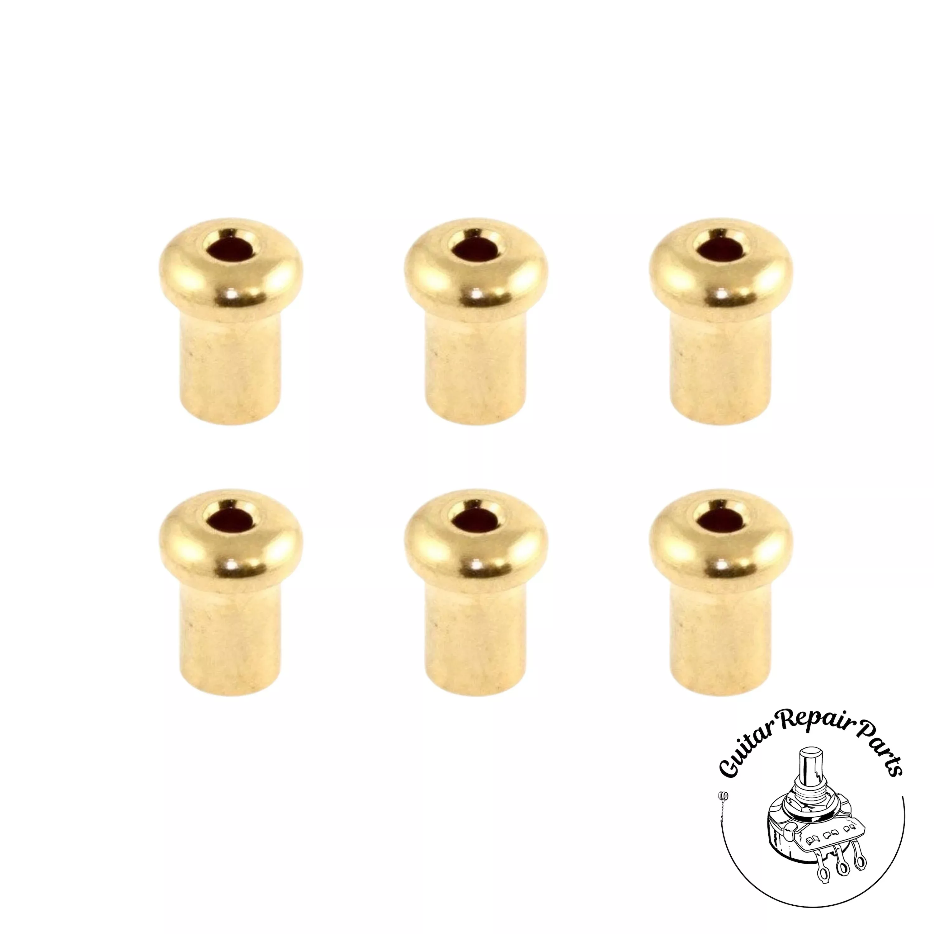 String-Thru Top-Mount Ferrules For Guitar (6 pcs) - Gold