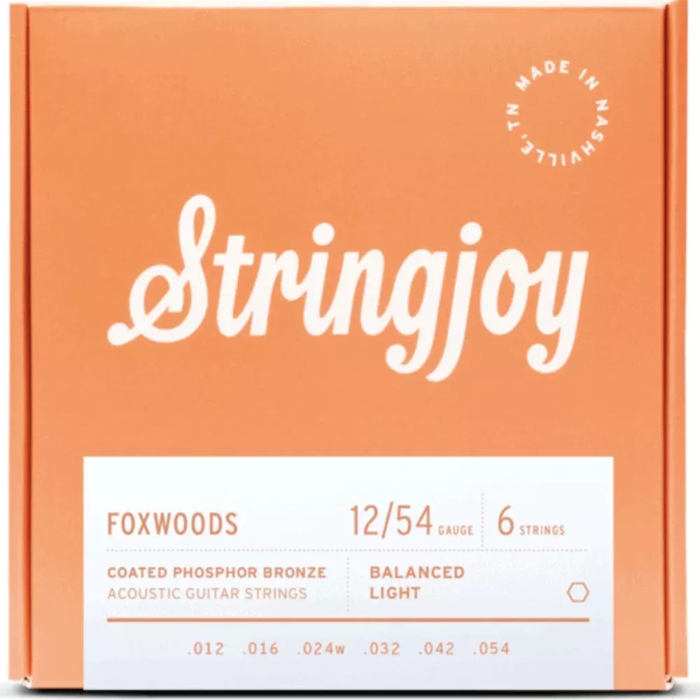 Stringjoy Foxwoods Light Coated Phosphor Bronze Acoustic Guitar Strings 12-54 Gauge