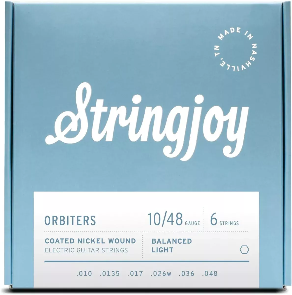Stringjoy Orbiters Balanced Light Coated Nickel Wound Electric Guitar Strings 10-48 Gauge