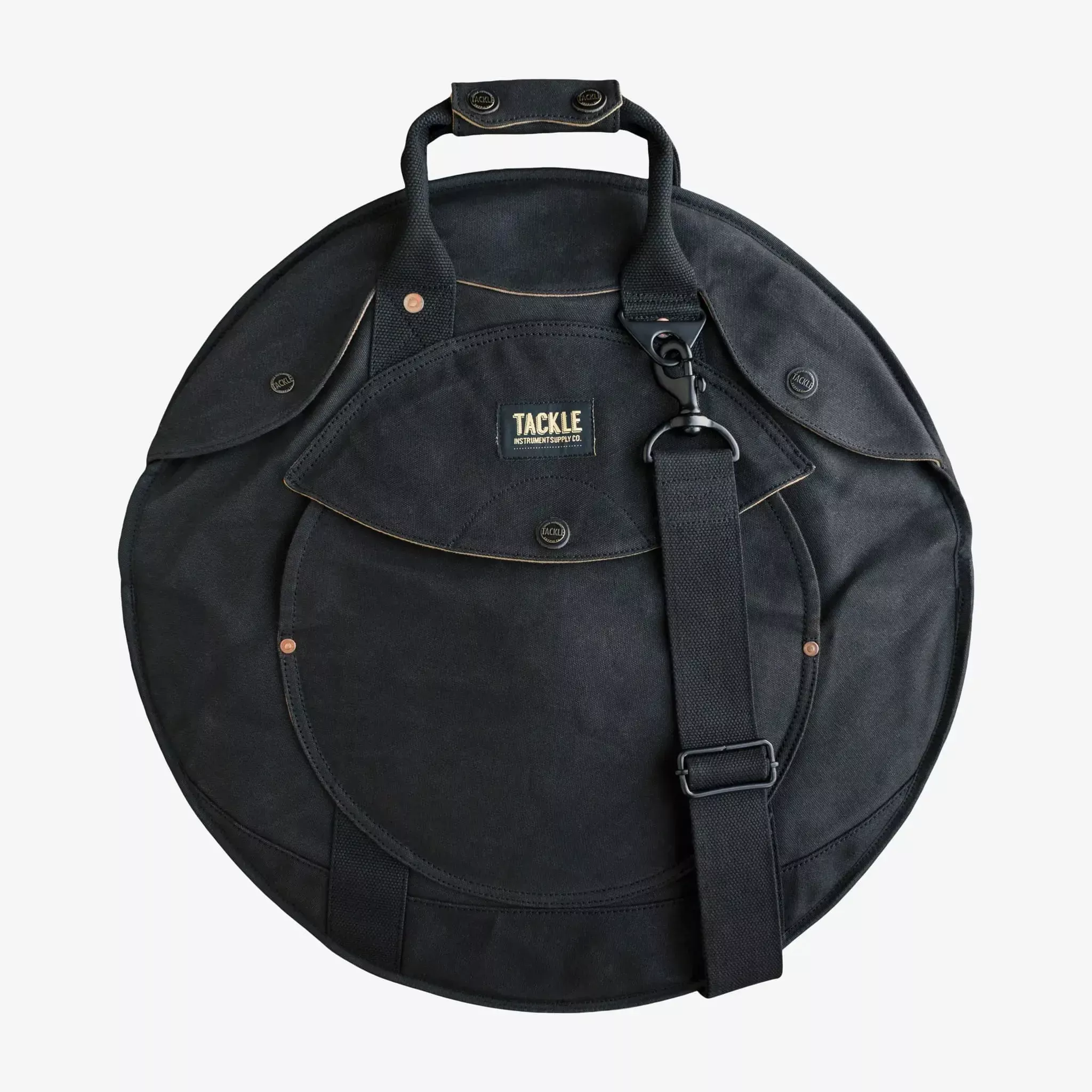 TACKLE ZIPPERLESS 22″ BLACK CANVAS CYMBAL CASE WITH SHOULDER STRAP