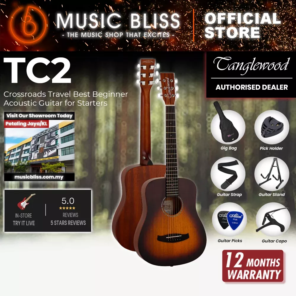 Tanglewood TC2 Crossroads Travel Best Beginner Acoustic Guitar for Starters