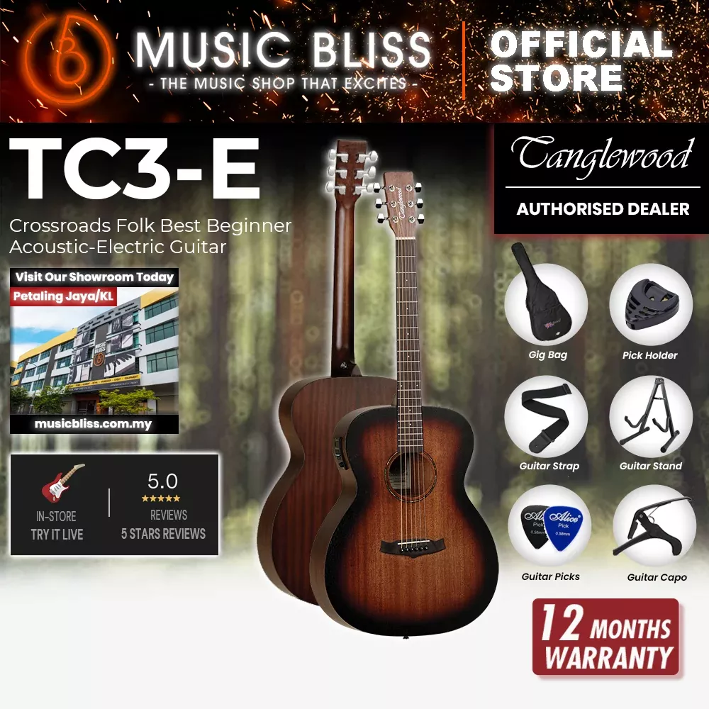 Tanglewood TC3 E Crossroads Folk Best Beginner Acoustic-Electric Guitar