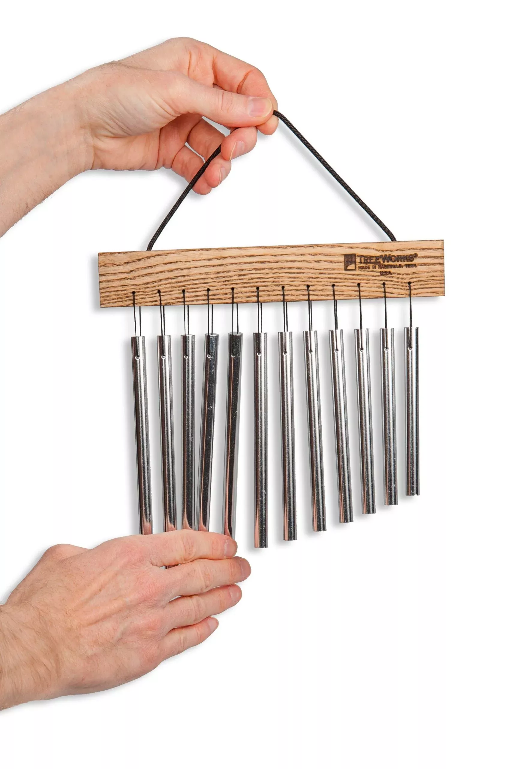 Treeworks 12 Bar Hand Held Chime with Braided Cord Handle