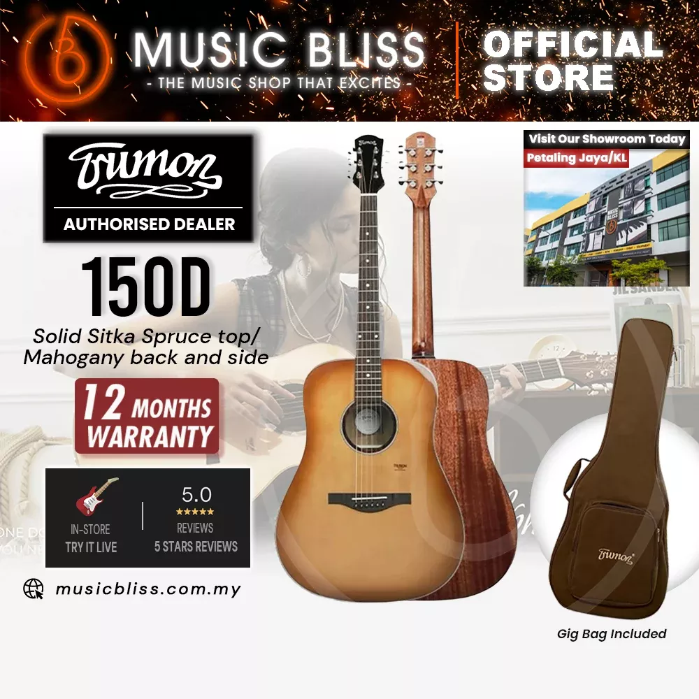 Trumon 150 D Solid Sitka Spruce top/Mahogany back and side Acoustic Guitar with Pickup – Smoky Sunset Gradient