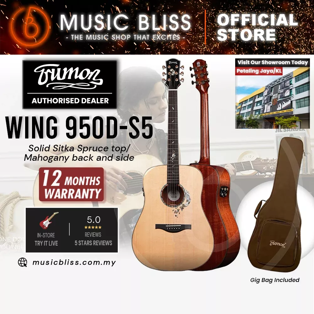Trumon Wing950 D-S5 Solid Sitka Spruce top /Mahogany back and side - With Pickup