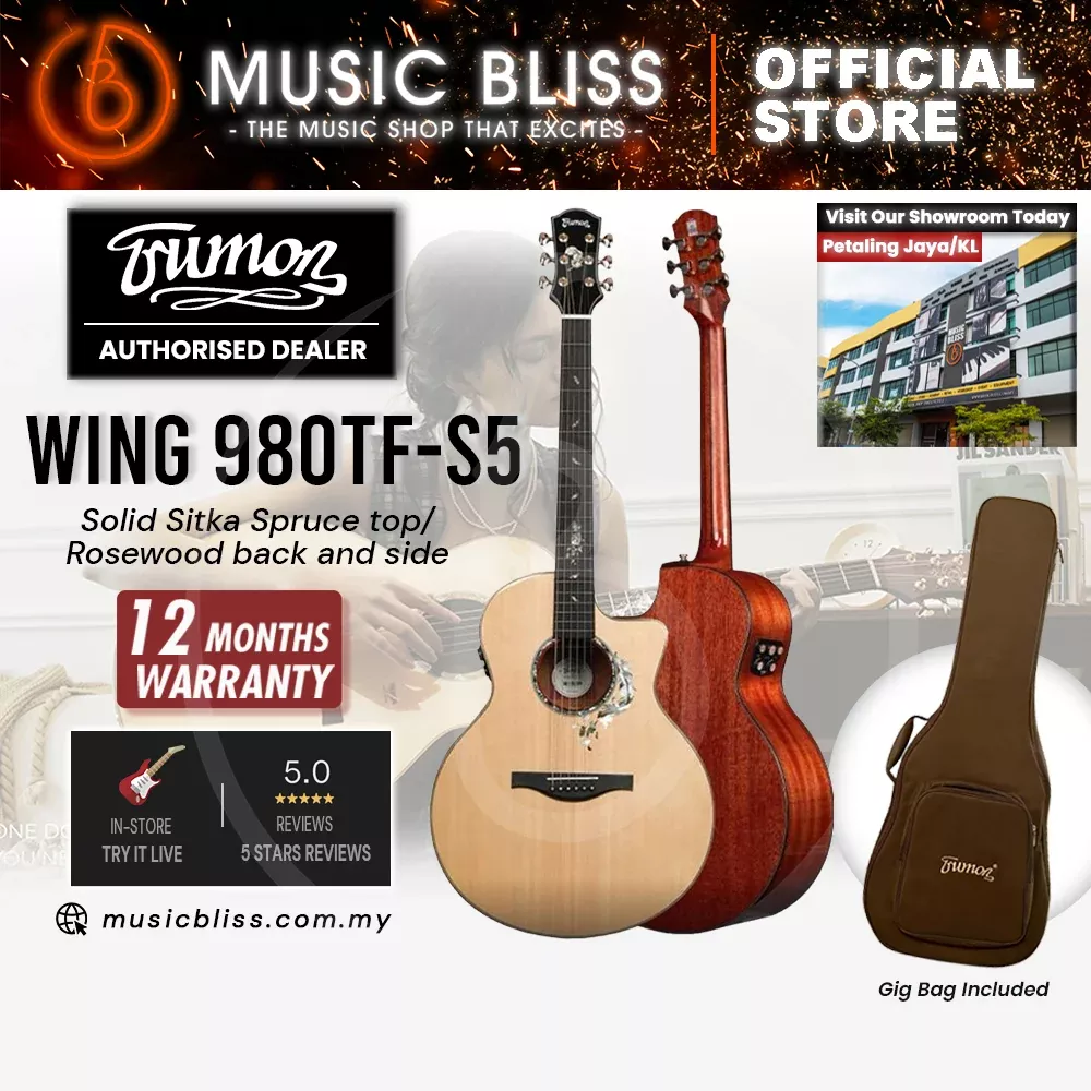 Trumon Wing980 TF-S5 Solid Sitka Spruce top/Rosewood back and side Acoustic Guitarwith Pickup