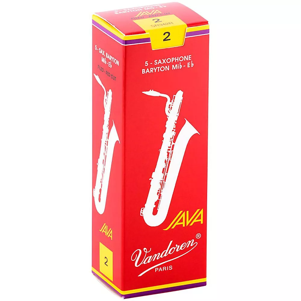 Vandoren JAVA Red Baritone Saxophone Reeds Strength 2, Box of 5