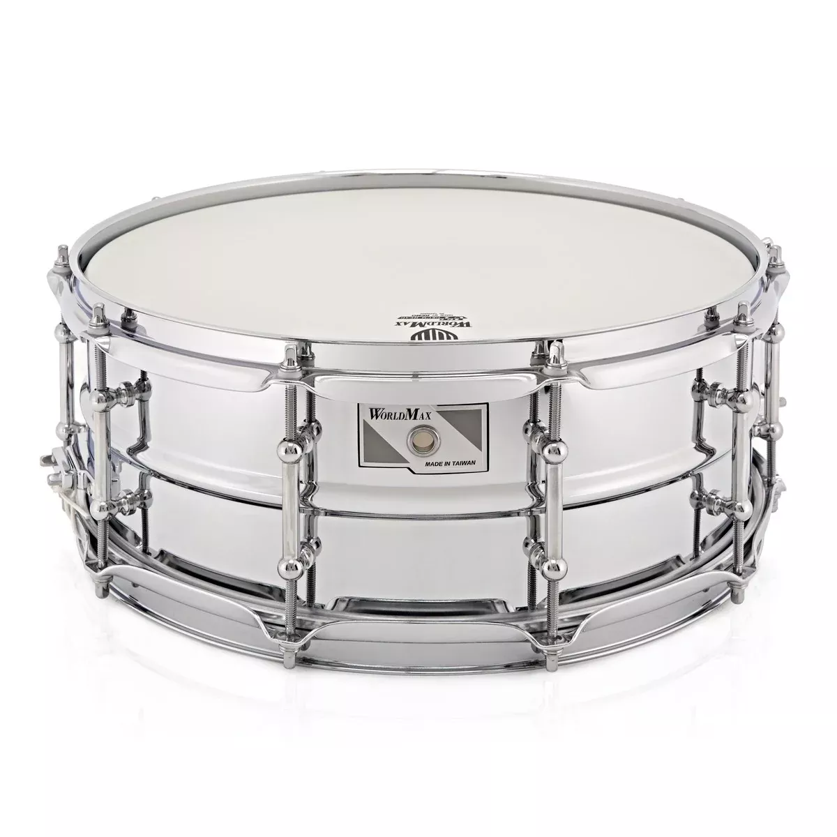 Worldmax 14" X 5.5" 1mm Beaded Steel Snare Drum - Chrome Hardware