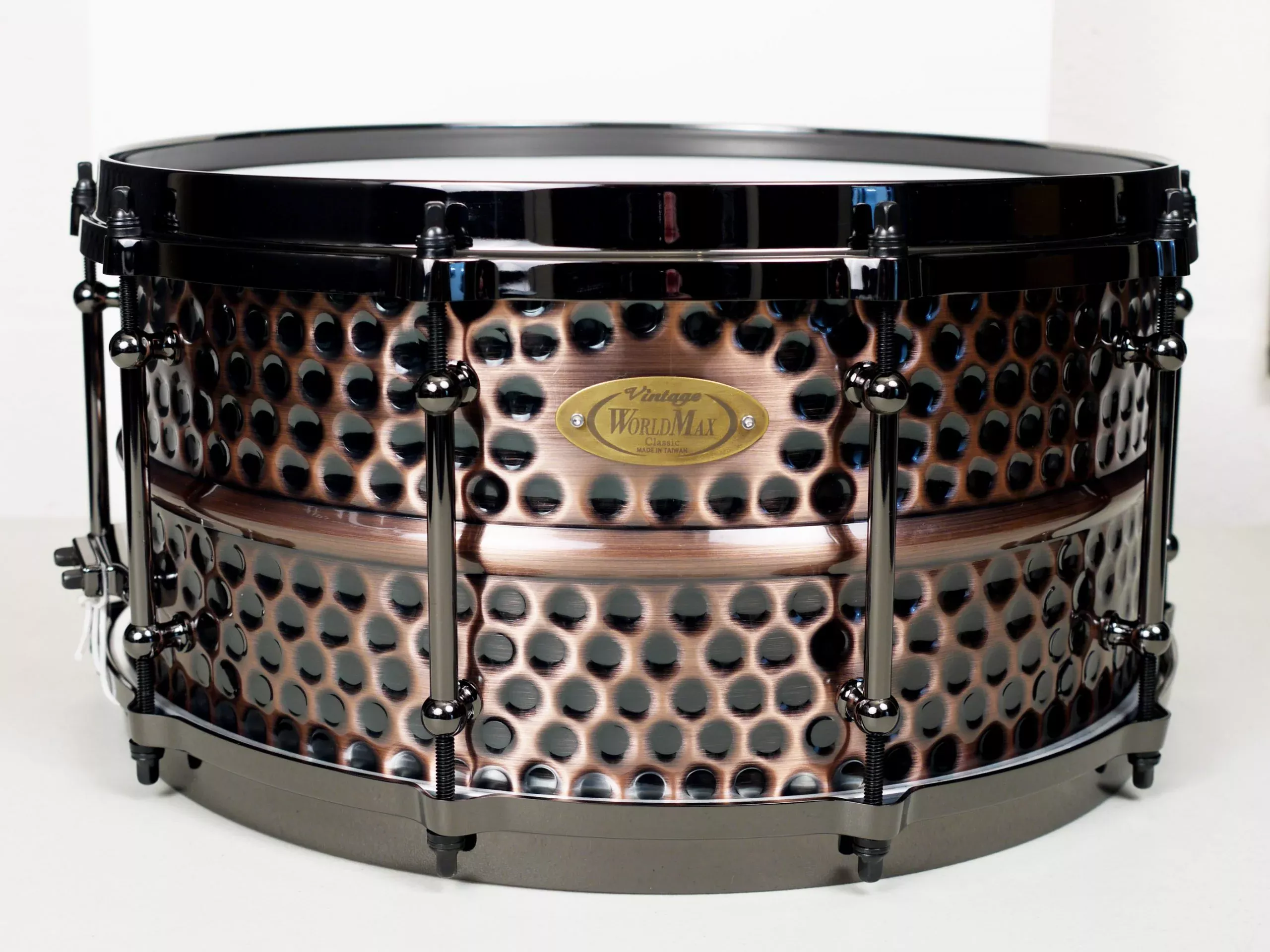 Worldmax 14" x 6.5" Red Copper Hammered Brass Snare Drum
