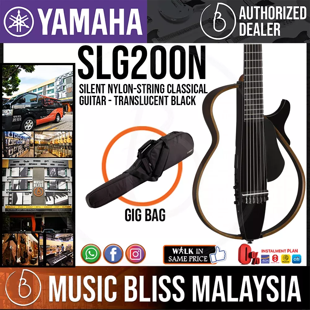Yamaha SLG200N Silent Guitar with FREE Bag, Nylon-string – Translucent Black
