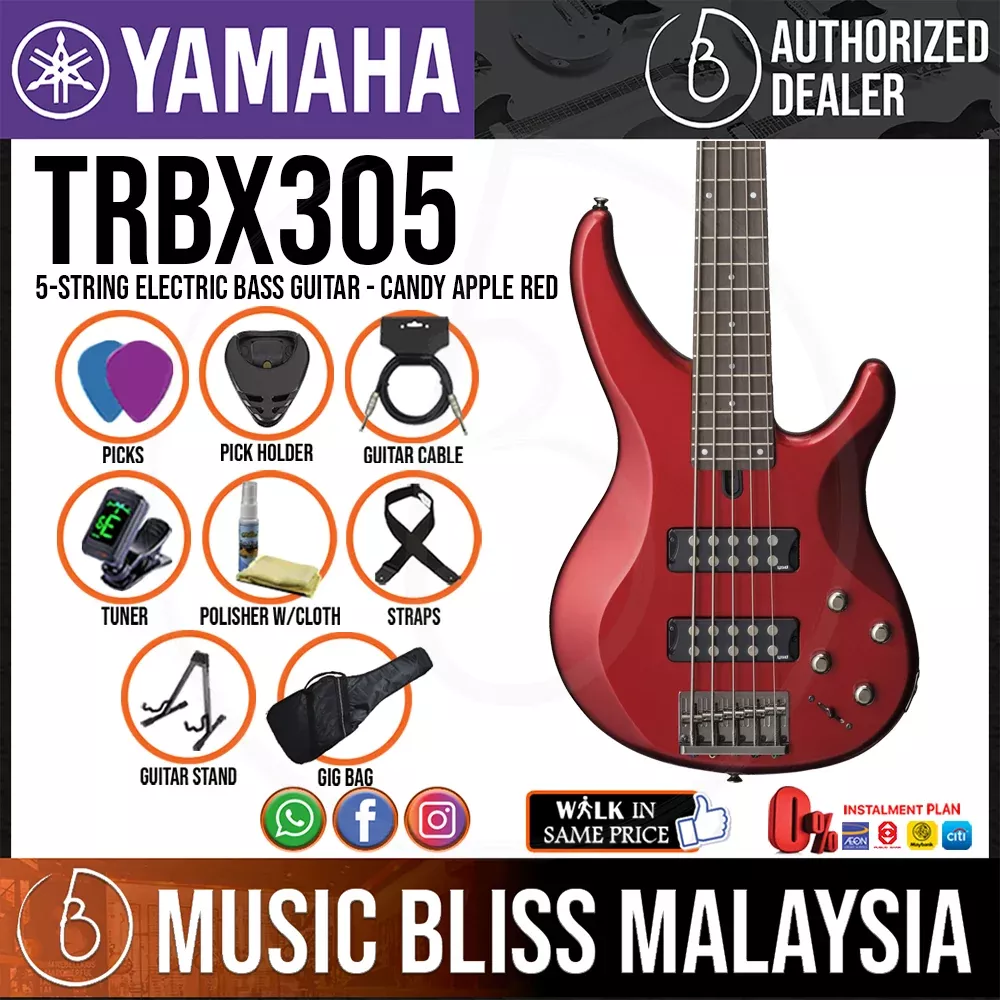 Yamaha TRBX305 5-string Electric Bass Guitar – Candy Apple Red