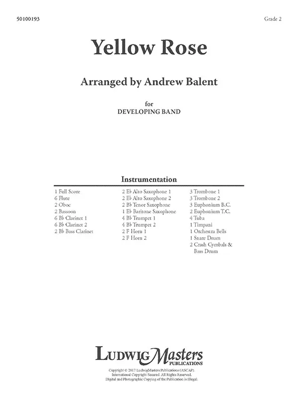 Yellow Rose: Concert Band Conductor Score