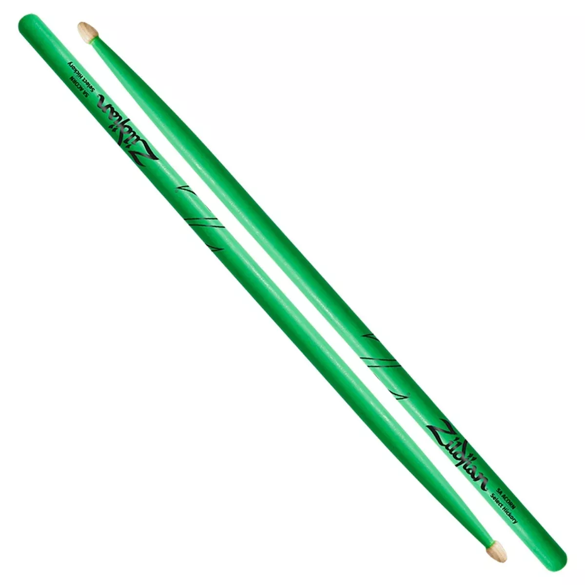 Zildjian 5A Acorn Neon Green Hickory Drumsticks