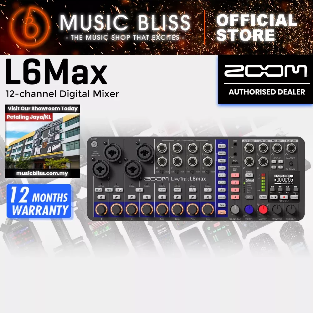 Zoom LiveTrak L6max 12-channel Digital Mixer